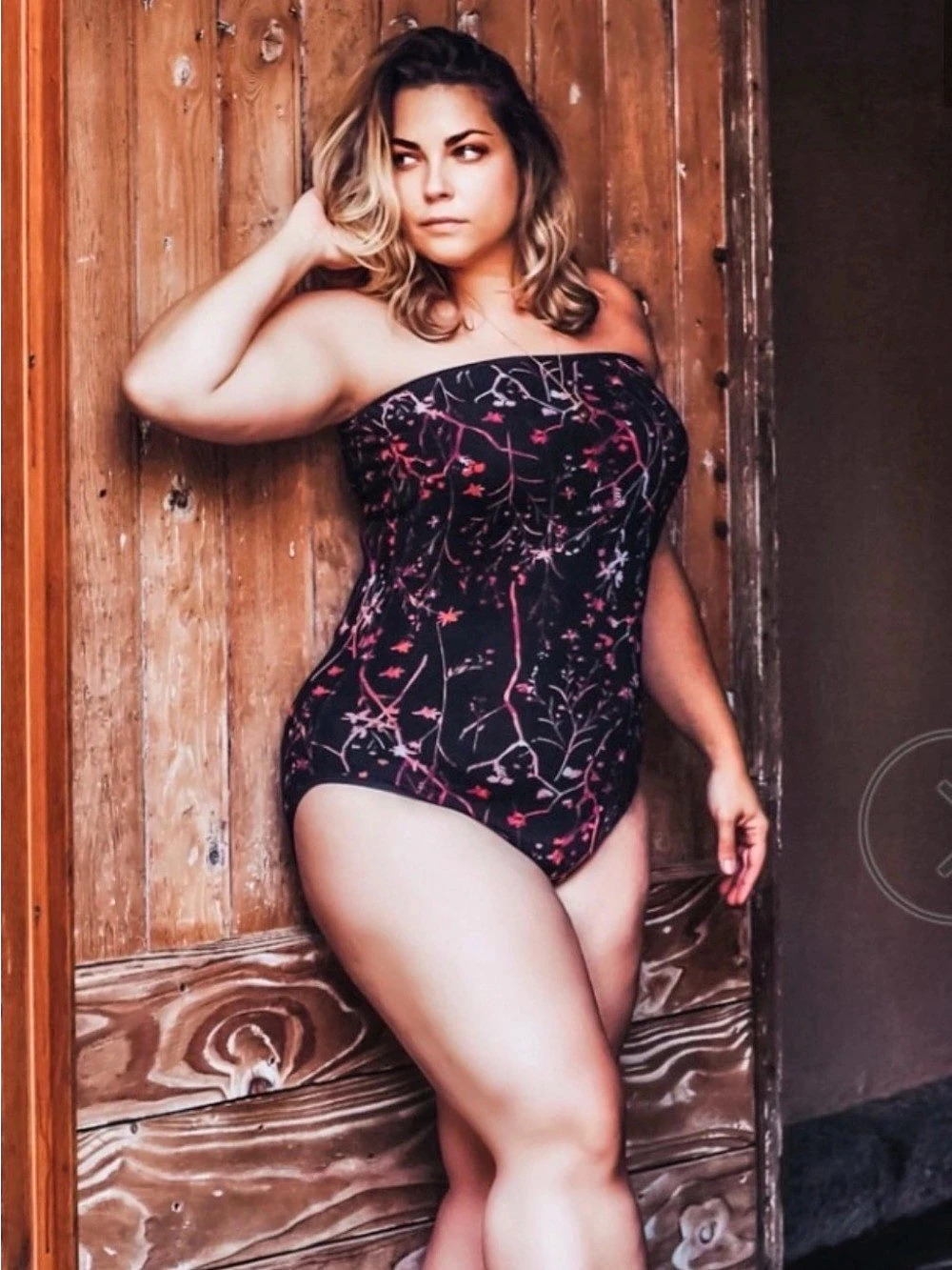 Floral Black & coral Flip Suit
